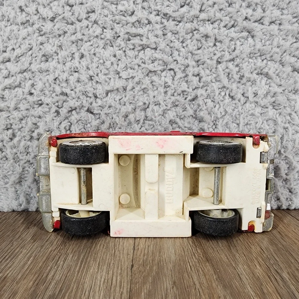 Vintage Buddy L Red White Convertible Sports Car Toy Made in Japan 5